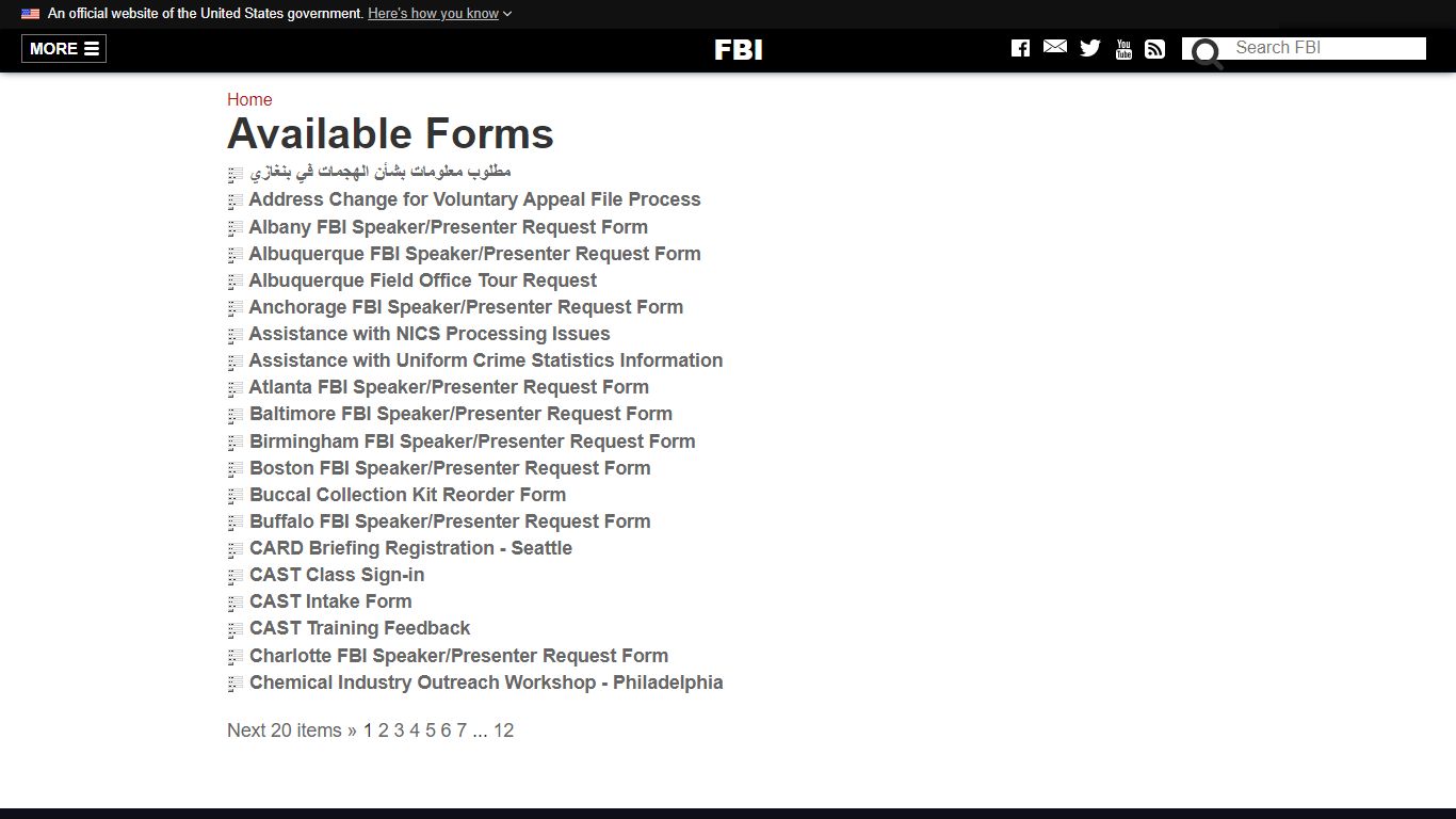 Available Forms - FBI