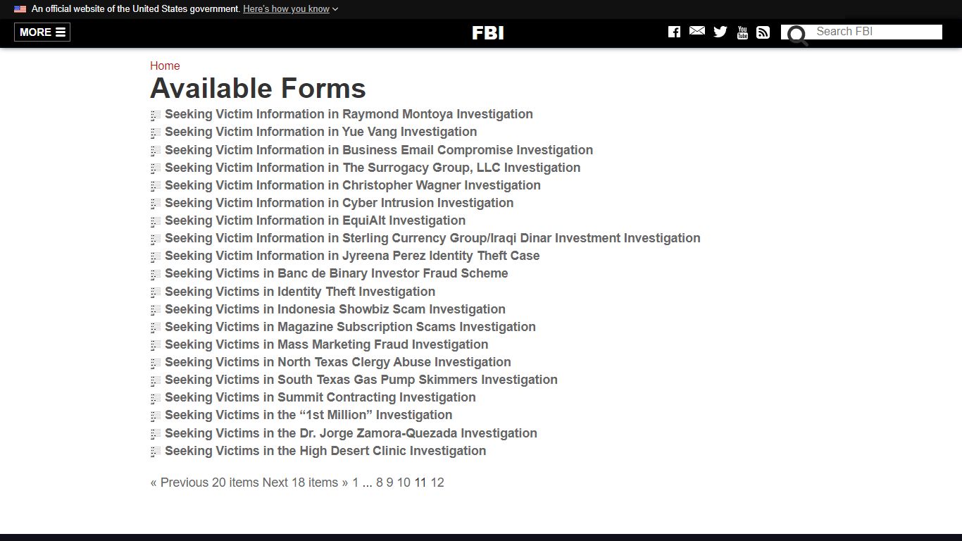 Available Forms - FBI